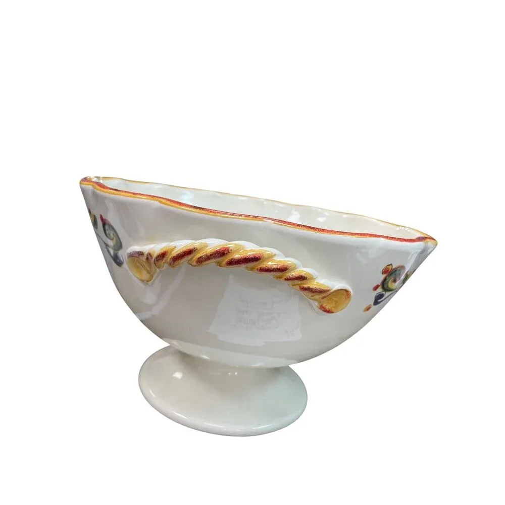 Sur La Table VTG multicolor handcrafted In Italy ceramic pedestal bowl SKU 9739